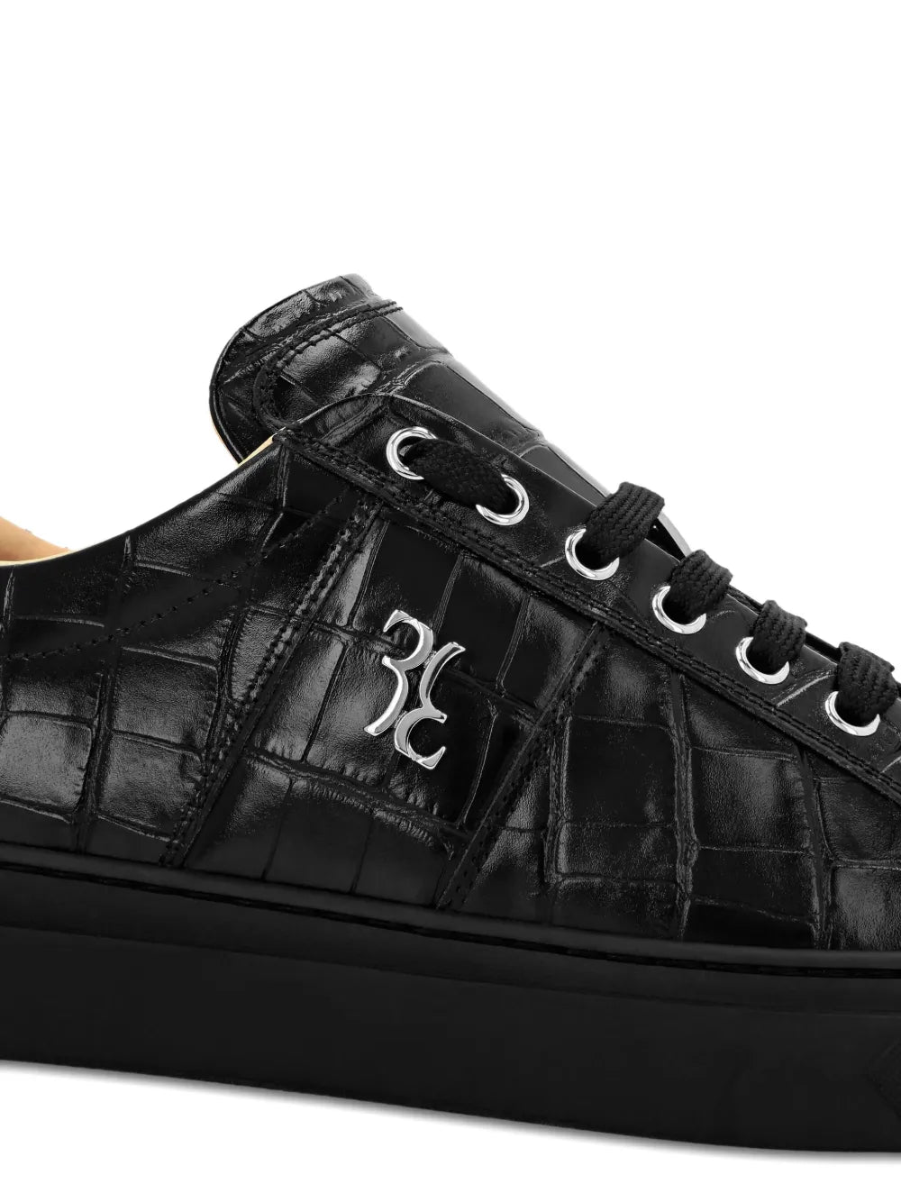 Billionaire Crocodile-Effect Leather Sneakers