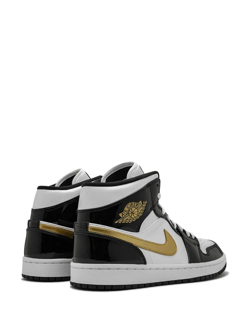 Air Jordan 1 Mid Se Black/Gold Patent Leather Sneakers