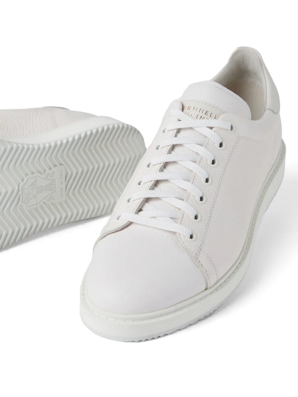 Brunello Cucinelli Logo-Print Leather Sneakers