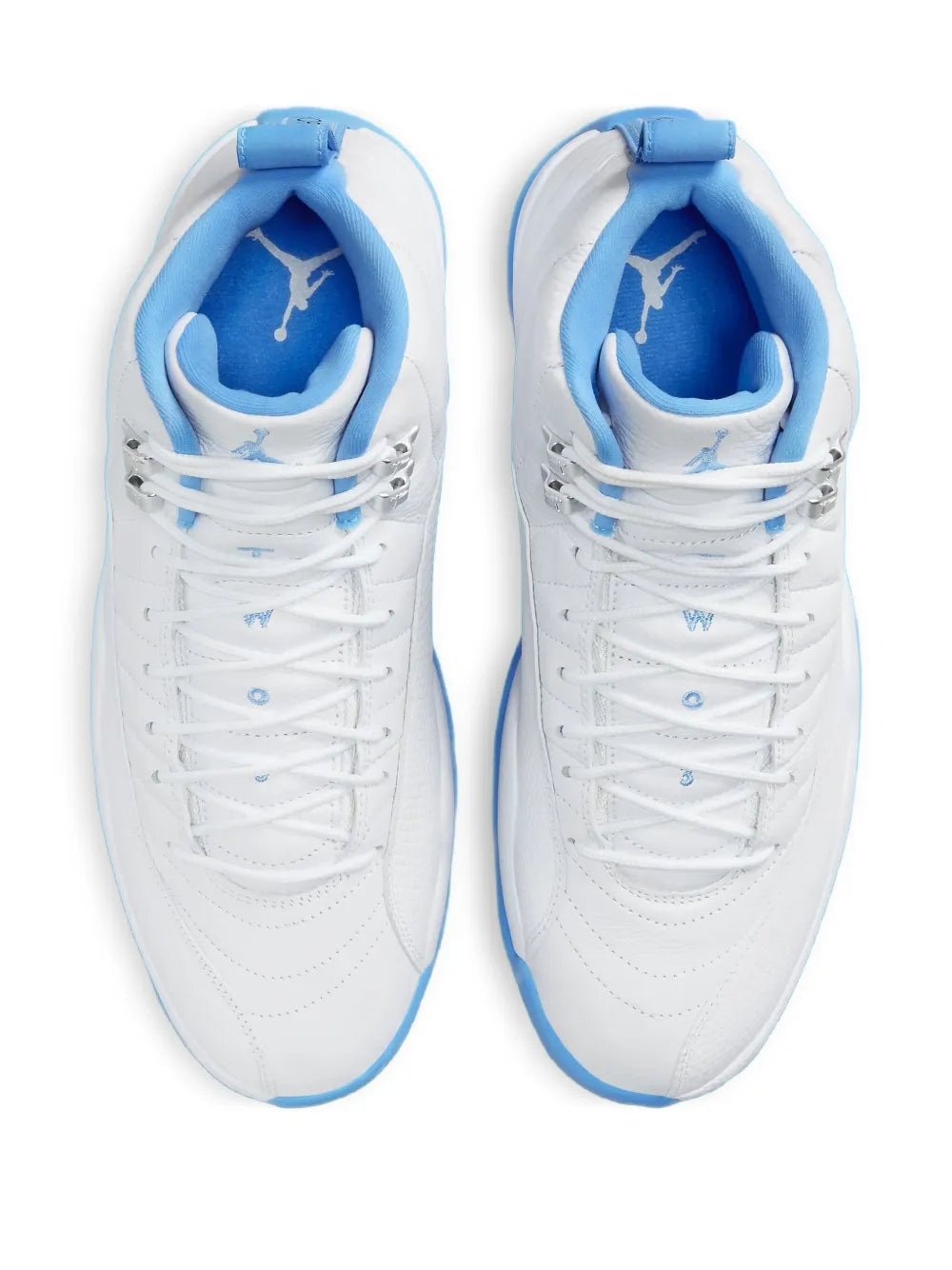 Air Jordan 12 Melo - White/University Blue/Metallic Silver Sneakers