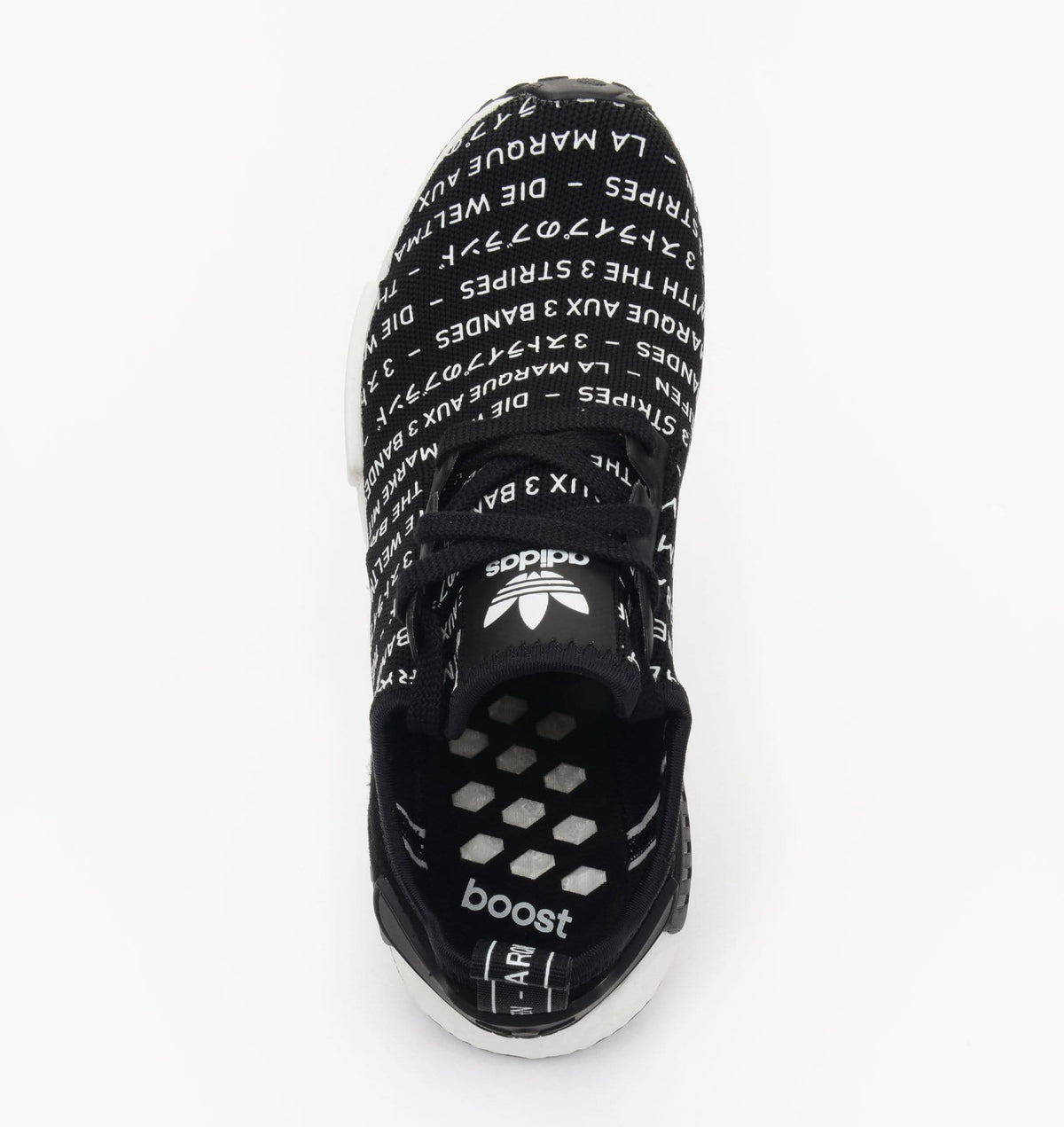 Adidas NMD_R1 Black 'Blackout-Whiteout — UK 3.5 | EU 36 | US 4 — Side View